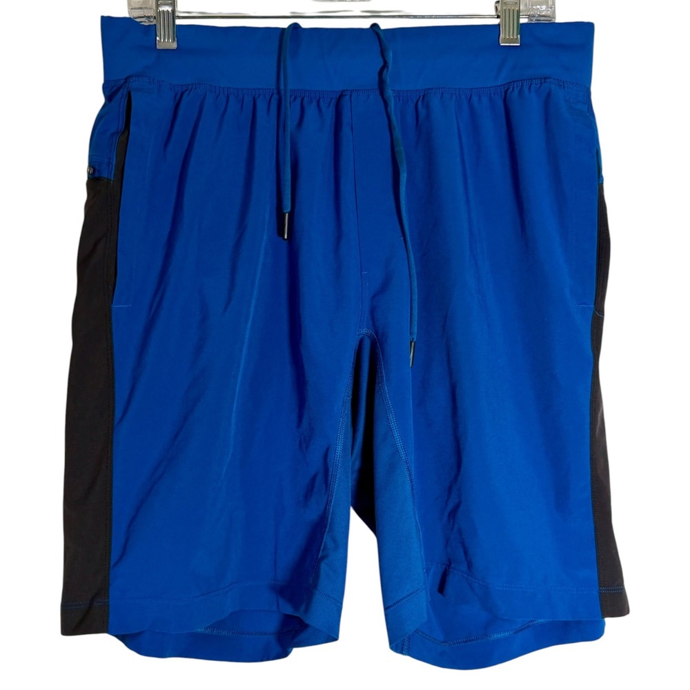 Lululemon Men's T.H.E. Athletic Gym Shorts Liner Less 9.5 Inch Blue Black Large